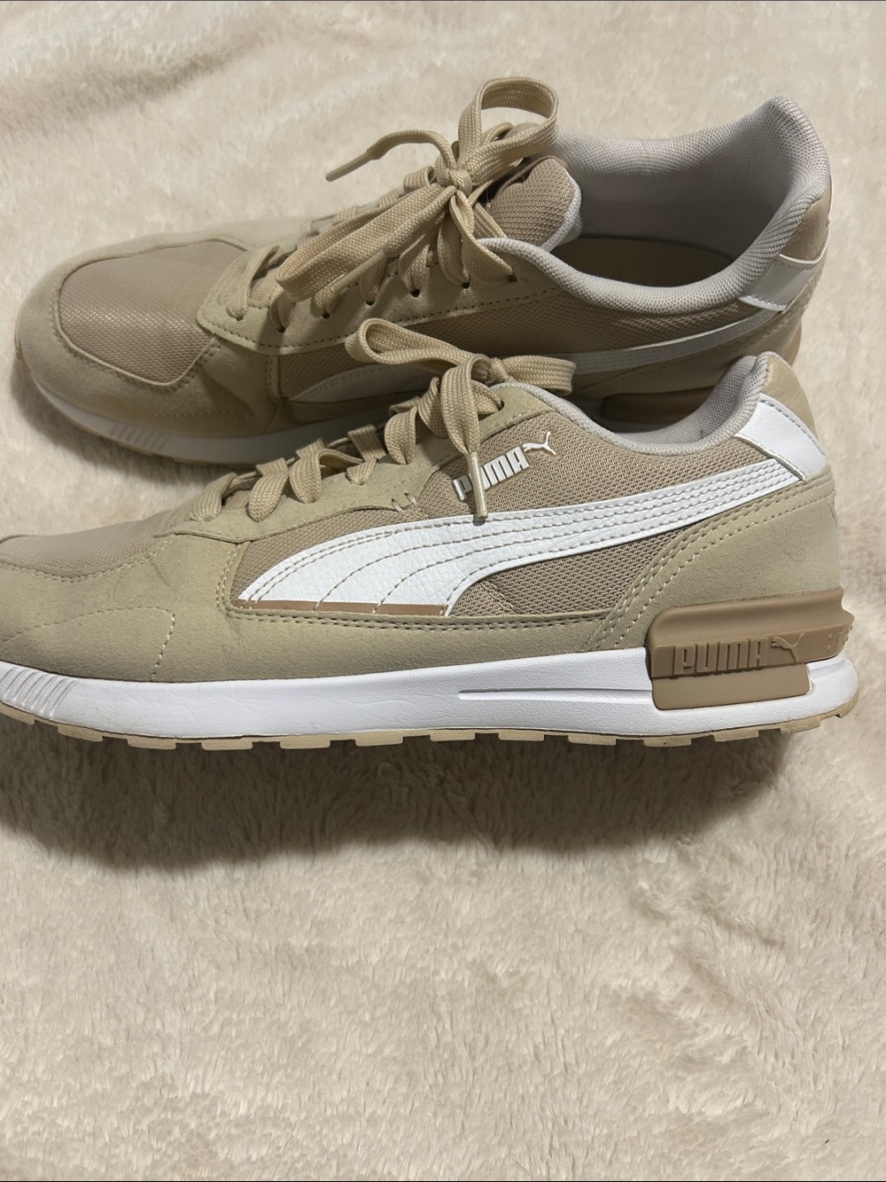 Puma Tan & White Low-Top Casual Sneakers